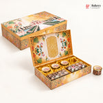 Yellow White  Floral Garden MDF Hamper Box with Jars & Cavity Trays | Pack of 1