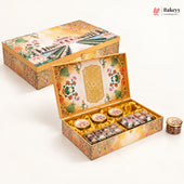 Yellow White  Floral Garden MDF Hamper Box with Jars & Cavity Trays | Pack of 1