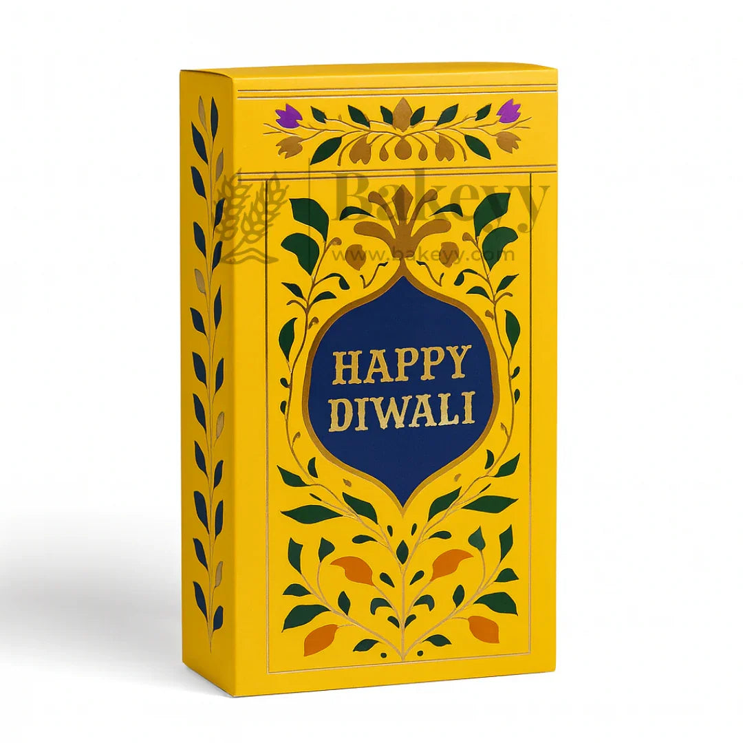 16.5x9x3 cm | Yellow Chocolate Bar Box – Happy Diwali Festive Design | Yellow | Pack of 10