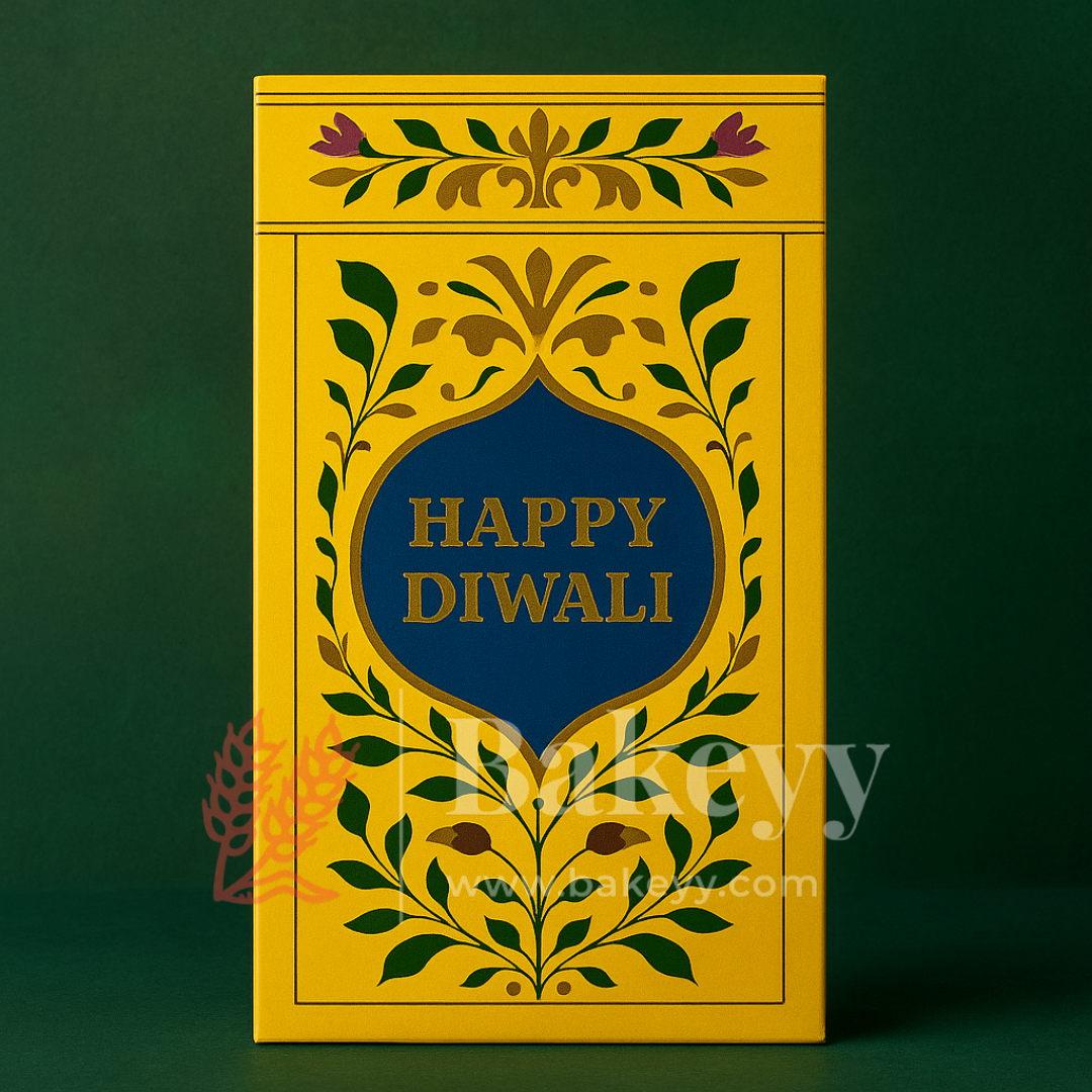 16.5x9x3 cm | Yellow Chocolate Bar Box – Happy Diwali Festive Design | Yellow | Pack of 10
