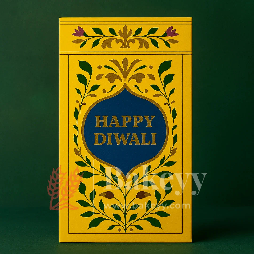 16.5x9x3 cm | Yellow Chocolate Bar Box – Happy Diwali Festive Design | Yellow | Pack of 10