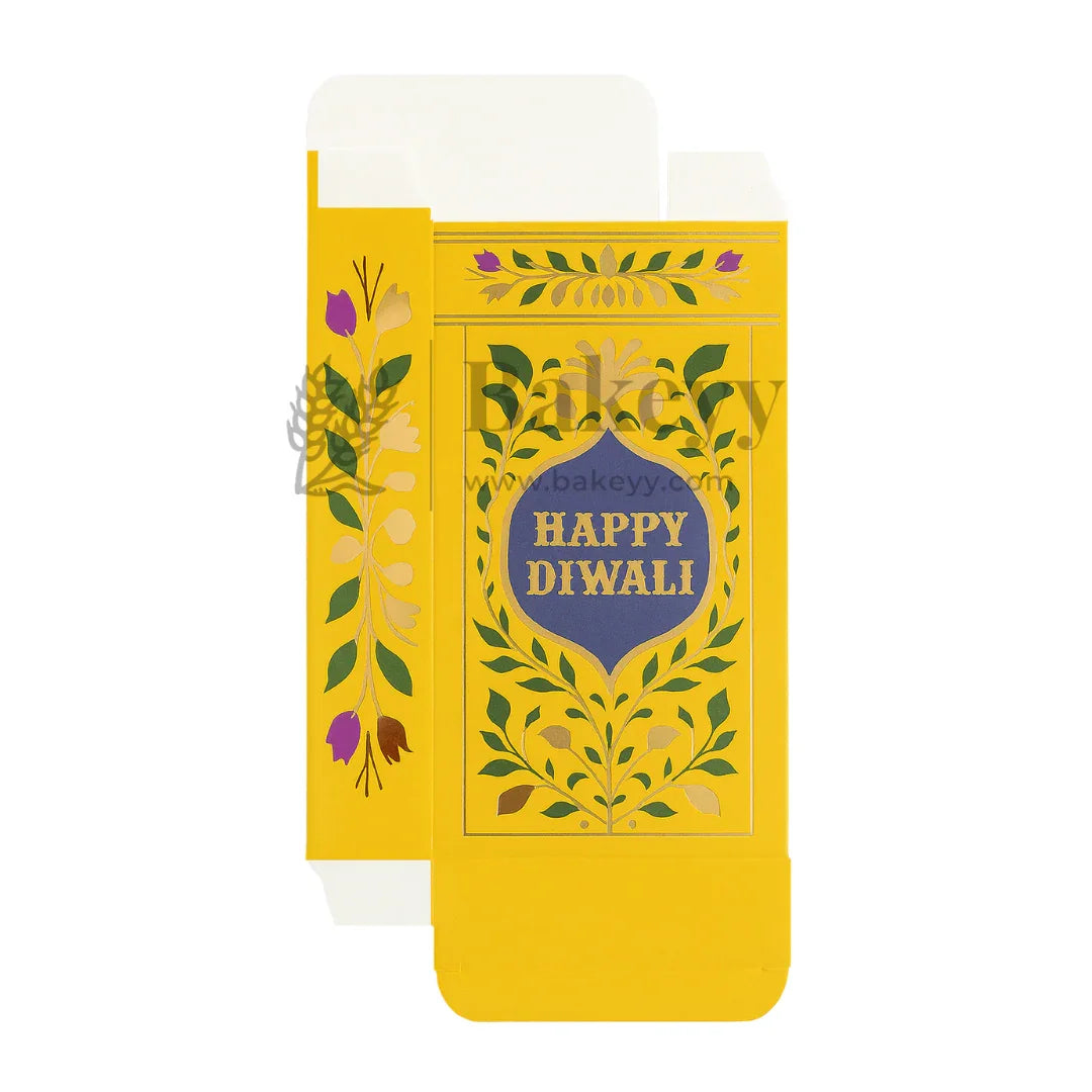 16.5x9x3 cm | Yellow Chocolate Bar Box – Happy Diwali Festive Design | Yellow | Pack of 10