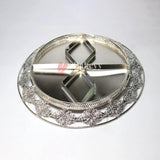 Luxurious Round Metal Serving Tray with Elegant Floral Design | Luxurious Silver-Plated Metal Dry Fruit Tray - Bakeyy.com - India - Luxurious Round Metal Serving Tray with Elegant Floral Design | Luxurious Silver-Plated Metal Dry Fruit Tray - Default Title