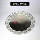 Luxurious Round Metal Serving Tray with Elegant Floral Design | Luxurious Silver-Plated Metal Dry Fruit Tray - Bakeyy.com - India - Luxurious Round Metal Serving Tray with Elegant Floral Design | Luxurious Silver-Plated Metal Dry Fruit Tray - Default Title