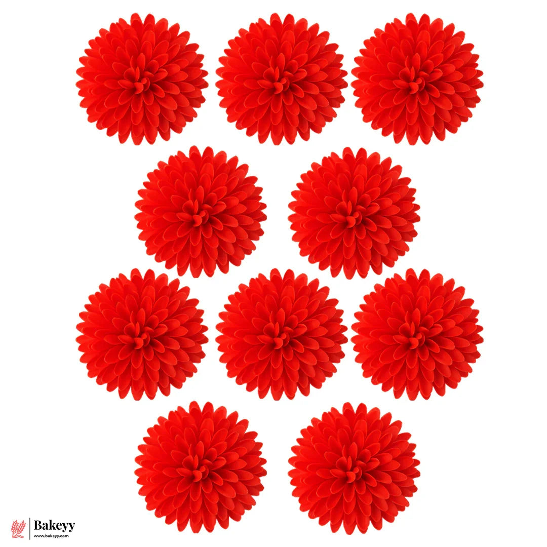 8cm Artificial Red Dahlia Flower  | With Out Stem |Pack of 10