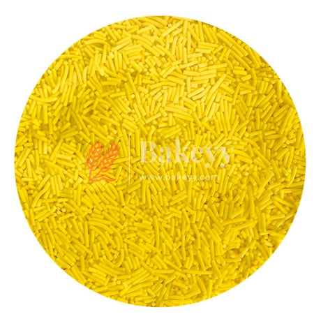 Yellow Color Vermicelli Sprinklers - Bakeyy.com - India - Yellow Color Vermicelli Sprinklers - 100 gm / Yellow