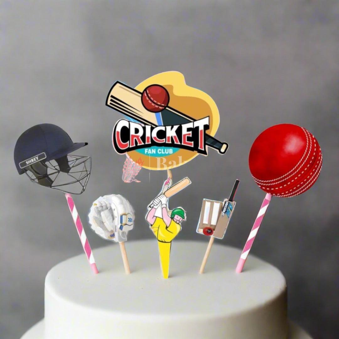 6pcs Cricket theme Birthday Cake Topper| Cupcake Toppers| Bday Decorations Items - Bakeyy.com - India - 6pcs Cricket theme Birthday Cake Topper| Cupcake Toppers| Bday Decorations Items - Default Title