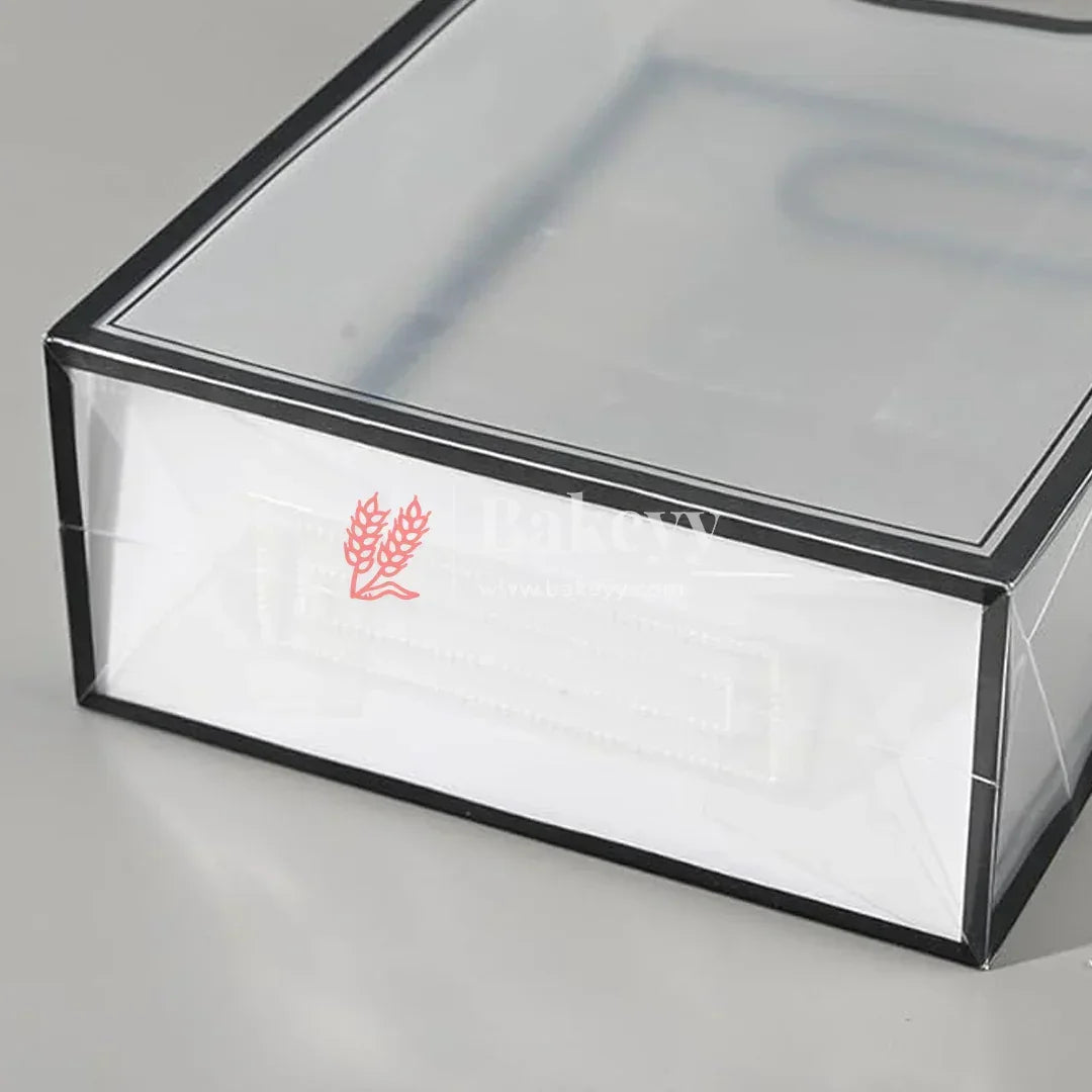 24x10x35cm | Transparent Gift Bag – Black | Die‑Cut Handle, Waterproof & Stylish Packaging | Pack Of 12 - Bakeyy.com - India - 24x10x35cm | Transparent Gift Bag – Black | Die‑Cut Handle, Waterproof & Stylish Packaging | Pack Of 12 - Default Title