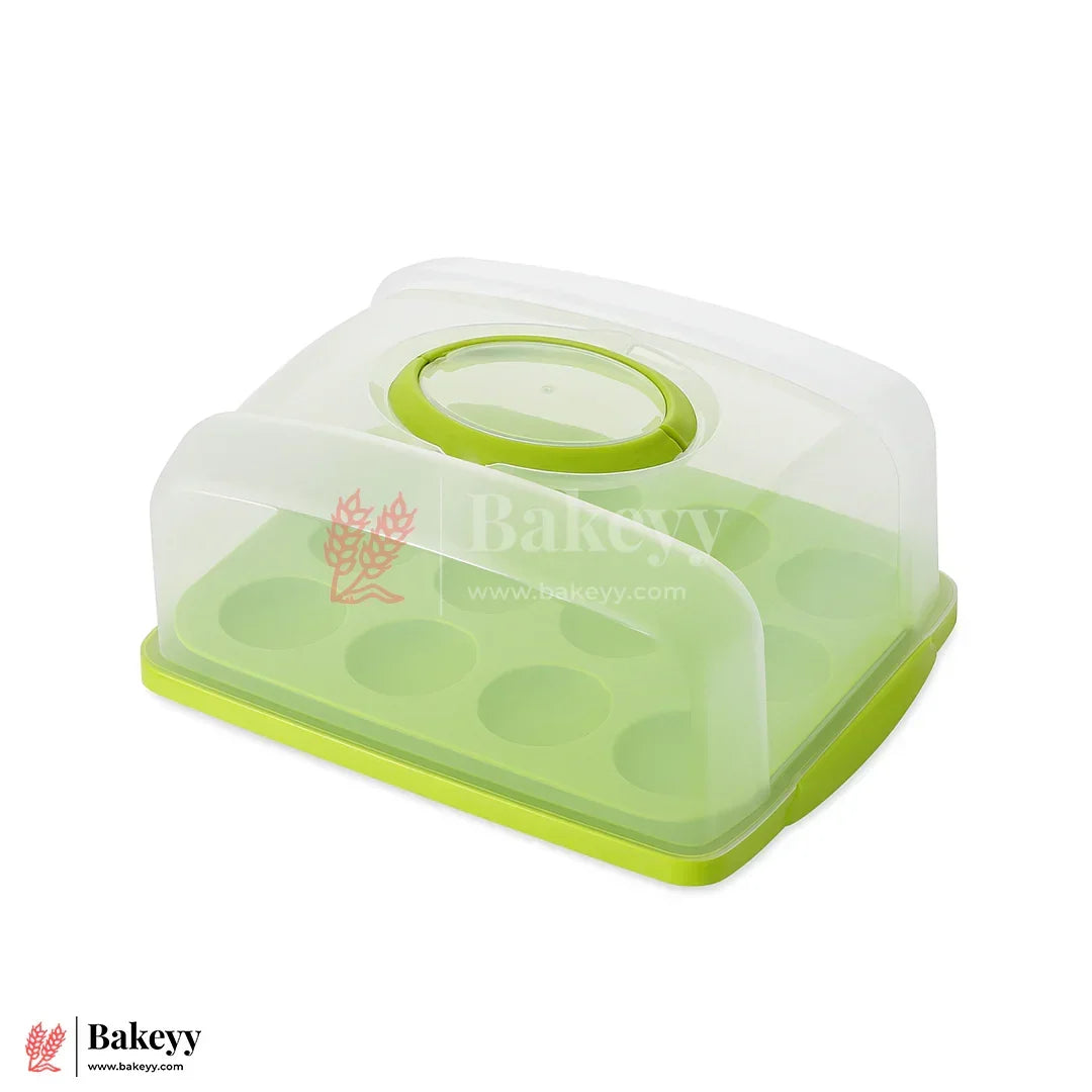 12 Cavity Cupcake Carrier with Lid and Handle - Bakeyy.com - India - 12 Cavity Cupcake Carrier with Lid and Handle - Default Title