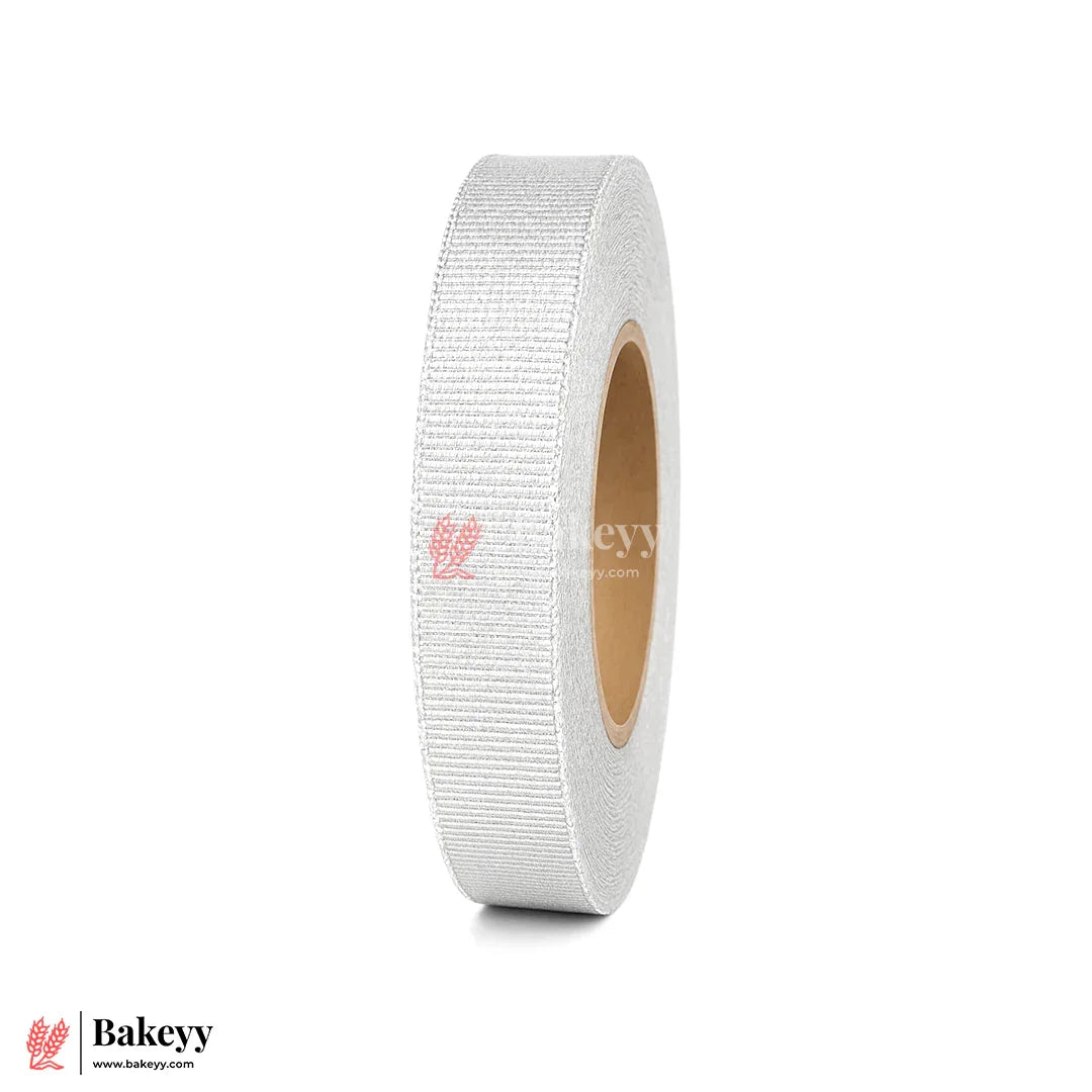 25mtr Premium 1.5cm Metallic Silver Ribbon Roll – Elegant Shiny Finish| 1 Roll
