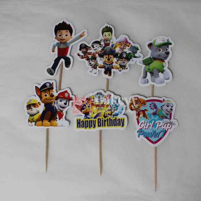 6pcs Paw Patrol theme Birthday Cake Topper| Cupcake Toppers| Bday Decorations Items - Bakeyy.com - India - 6pcs Paw Patrol theme Birthday Cake Topper| Cupcake Toppers| Bday Decorations Items - Default Title