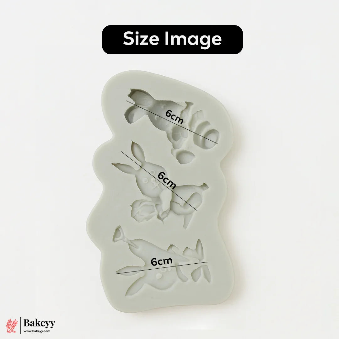 512 Rabbit Silicone Mould – 3 Cavity | For Fondant, Resin, Clay & DIY Crafts | 1 Piece