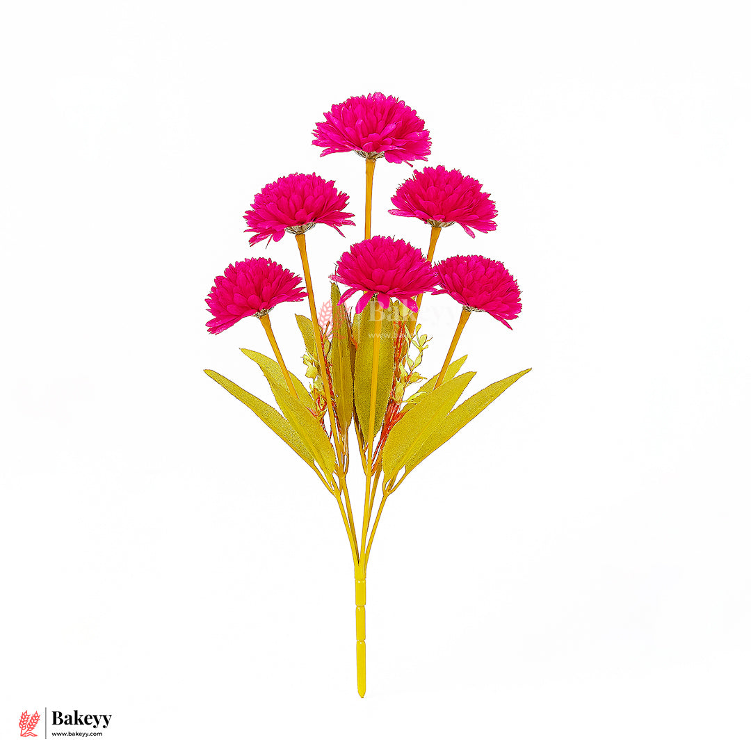 Artificial Chrysanthemum Flower Bunch – 37cm |Dark Pink | Decorative Stick for Home & Events | Pack Of 1