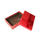 24x16x6.5 cm | Valentine Gift |Rectangle Shape Gift Box with Ribbon | Grey | Pink | White | Red