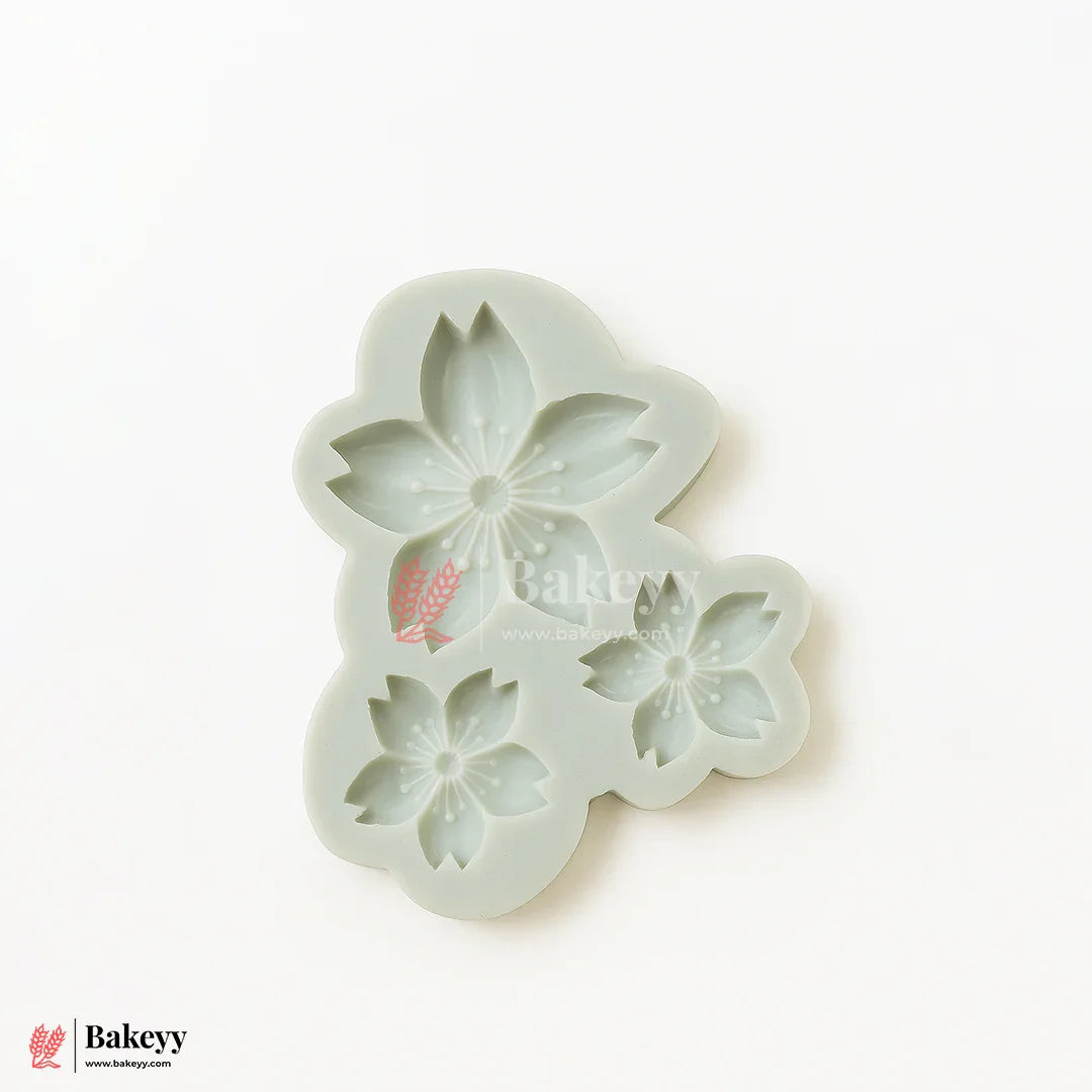 510 - Cherry Blossom Flower Silicone Mold – 3 Cavity | For Fondant, Resin, Clay & DIY Crafts | 1 Piece