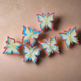 6 Pcs Enchanting Accents: Shiny Butterfly Cake Toppers | 3D Butterfly Decorations - Bakeyy.com - India - 6 Pcs Enchanting Accents: Shiny Butterfly Cake Toppers | 3D Butterfly Decorations - Design 2 - Red