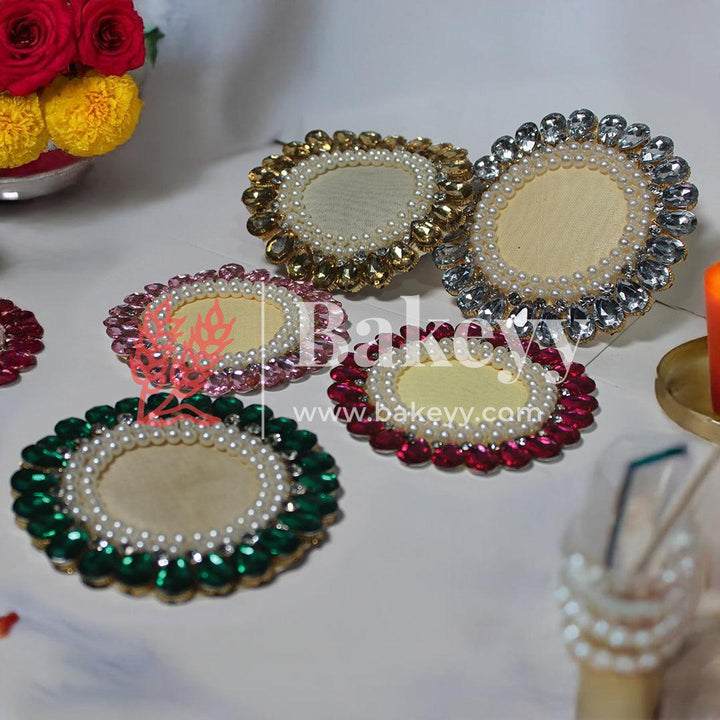 Rangoli Diya Mat |Purple, Green, Pink, Dark Pink, Silver, Golden Color|(pack of 1) - Bakeyy.com - India