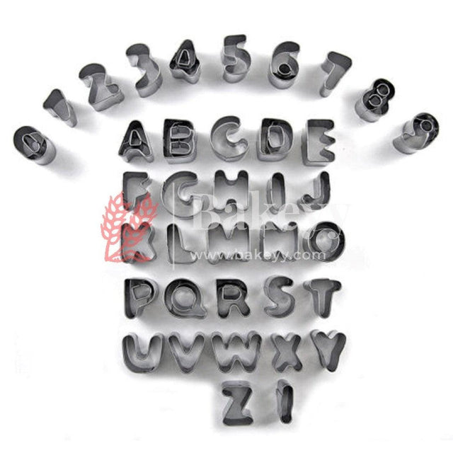 Alphabet and Number Cookies Cutter Set of 36 - Bakeyy.com - India - Alphabet and Number Cookies Cutter Set of 36 - Large