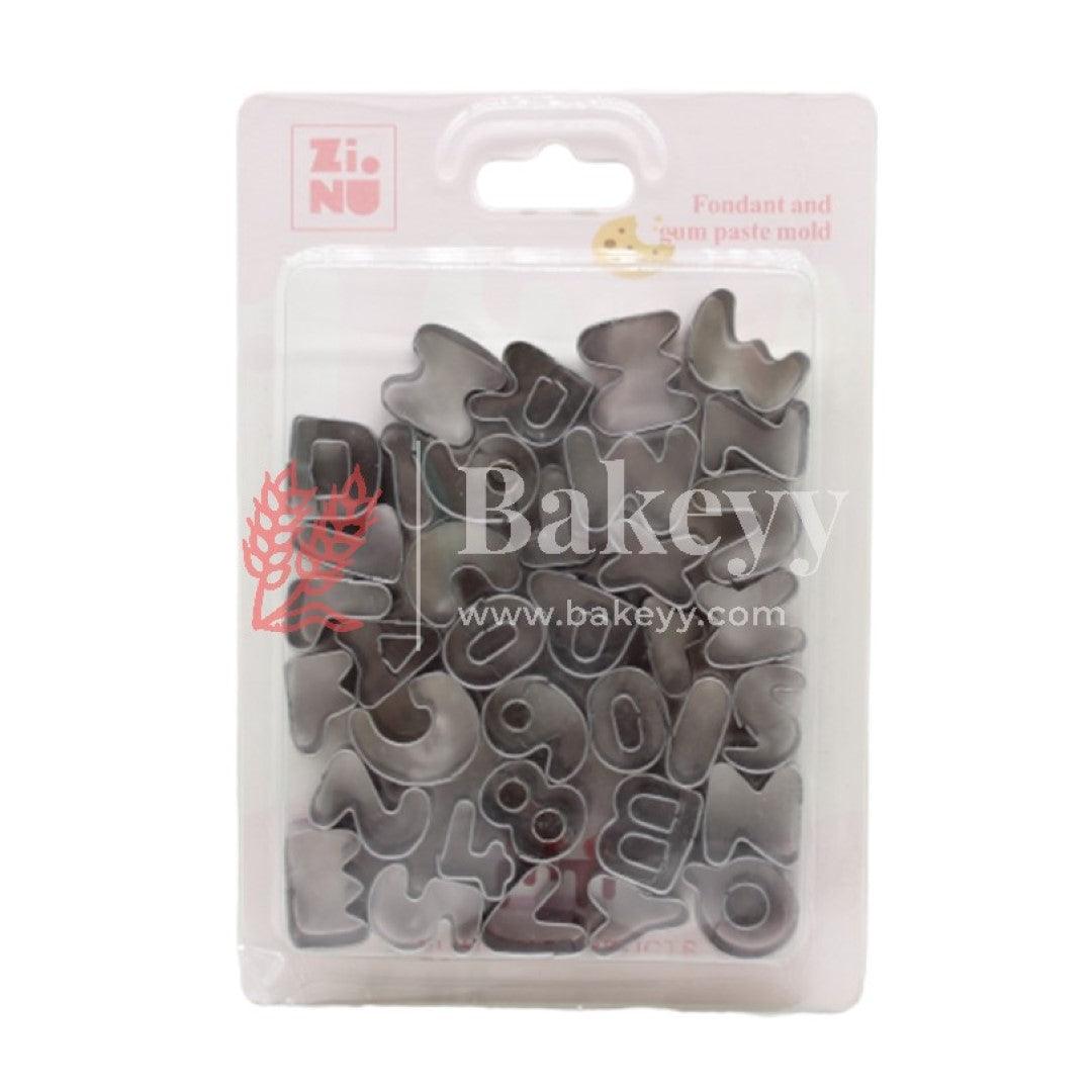 Alphabet and Number Cookies Cutter Set of 36 - Bakeyy.com - India - Alphabet and Number Cookies Cutter Set of 36 - Small