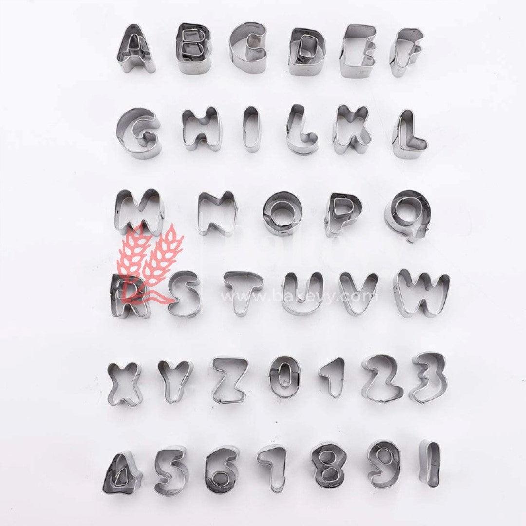 Alphabet and Number Cookies Cutter Set of 36 - Bakeyy.com - India - Alphabet and Number Cookies Cutter Set of 36 - Small