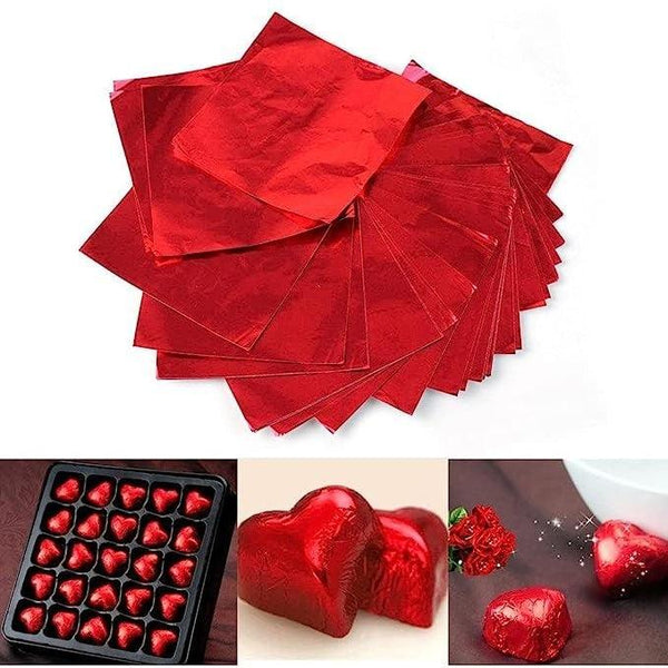 Aluminium Chocolate Wrappers | Red Colour | Pack Of 200 - Bakeyy.com