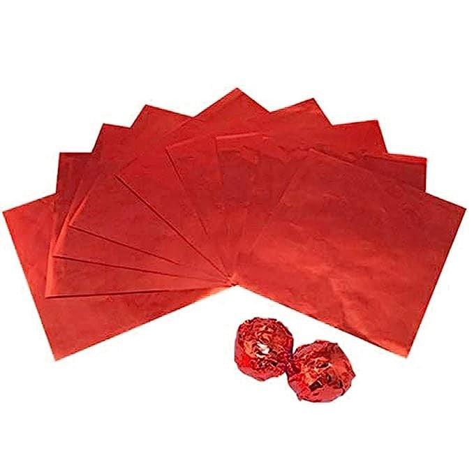 Aluminium Chocolate Wrappers | Red Colour | Pack Of 200 - Bakeyy.com