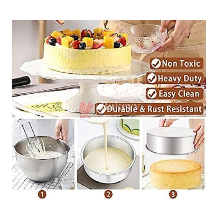 Aluminum Baking Round Cake Pan | Set of 3 | 3 Different Size Cake Pan - Bakeyy.com