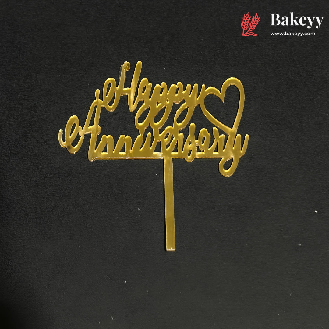 3 Inch Happy Anniversary Acrylic Cake Topper | Mixed Designs | Pack of 10