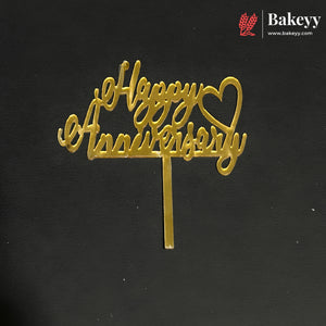 3 Inch Happy Anniversary Acrylic Cake Topper | Mixed Designs | Pack of 10