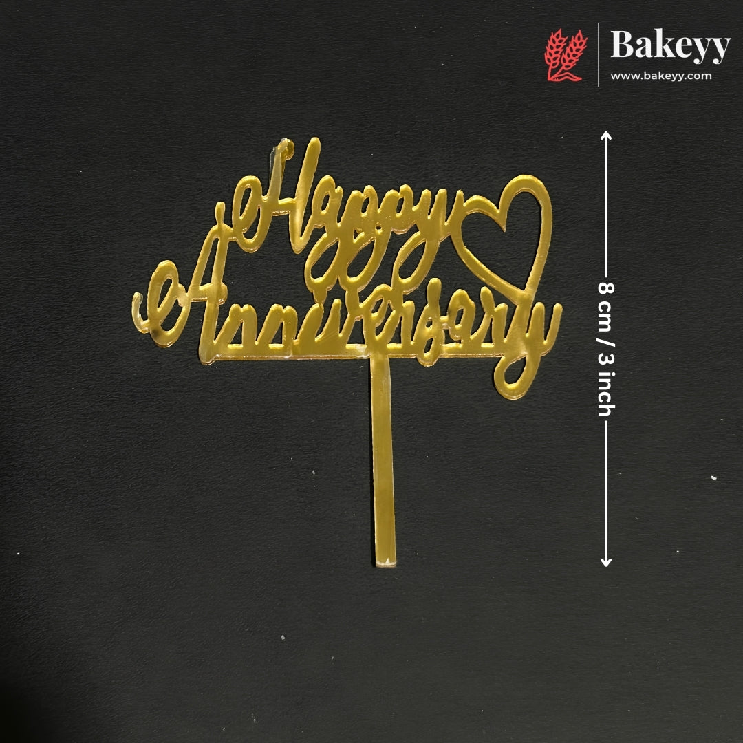 3 Inch Happy Anniversary Acrylic Cake Topper | Mixed Designs | Pack of 10