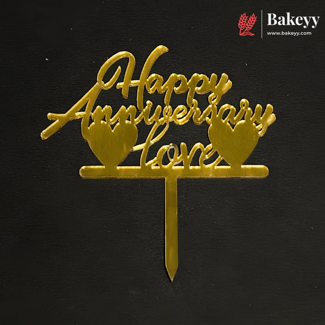3 Inch Happy Anniversary Acrylic Cake Topper | Mixed Designs | Pack of 10