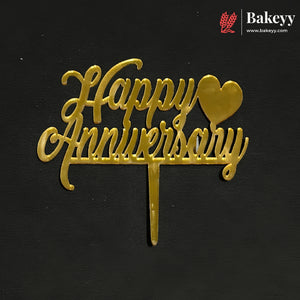 3 Inch Happy Anniversary Acrylic Cake Topper | Mixed Designs | Pack of 10