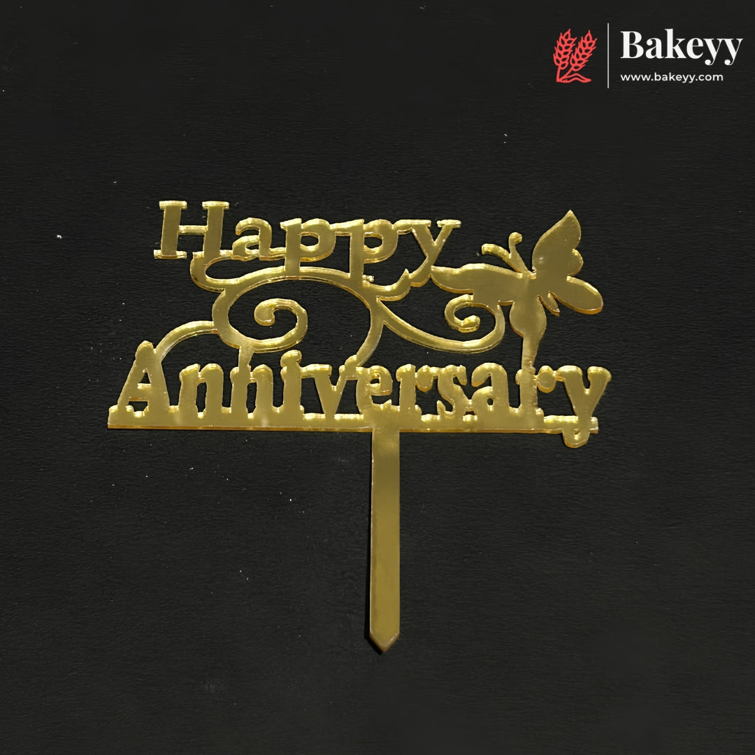 3 Inch Happy Anniversary Acrylic Cake Topper | Mixed Designs | Pack of 10