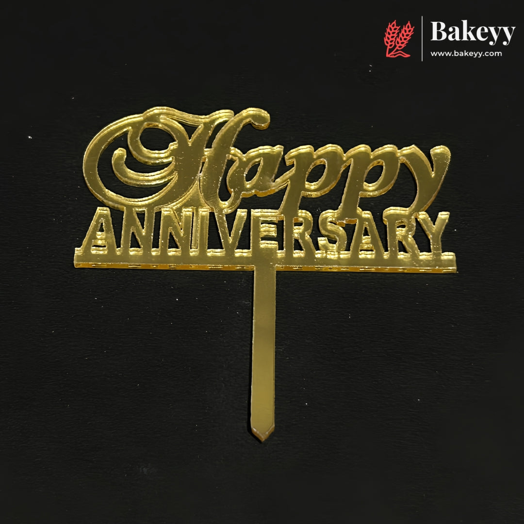 3 Inch Happy Anniversary Acrylic Cake Topper | Mixed Designs | Pack of 10