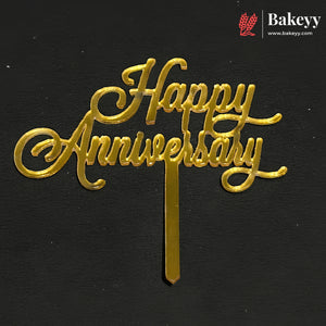 3 Inch Happy Anniversary Acrylic Cake Topper | Mixed Designs | Pack of 10