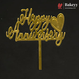 3 Inch Happy Anniversary Acrylic Cake Topper | Mixed Designs | Pack of 10