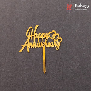 3 Inch Happy Anniversary Acrylic Cake Topper | Mixed Designs | Pack of 10
