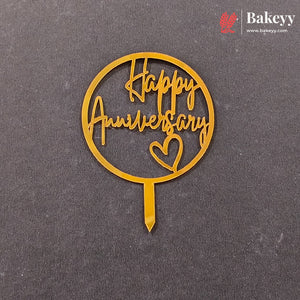 3 Inch Happy Anniversary Acrylic Cake Topper | Mixed Designs | Pack of 10