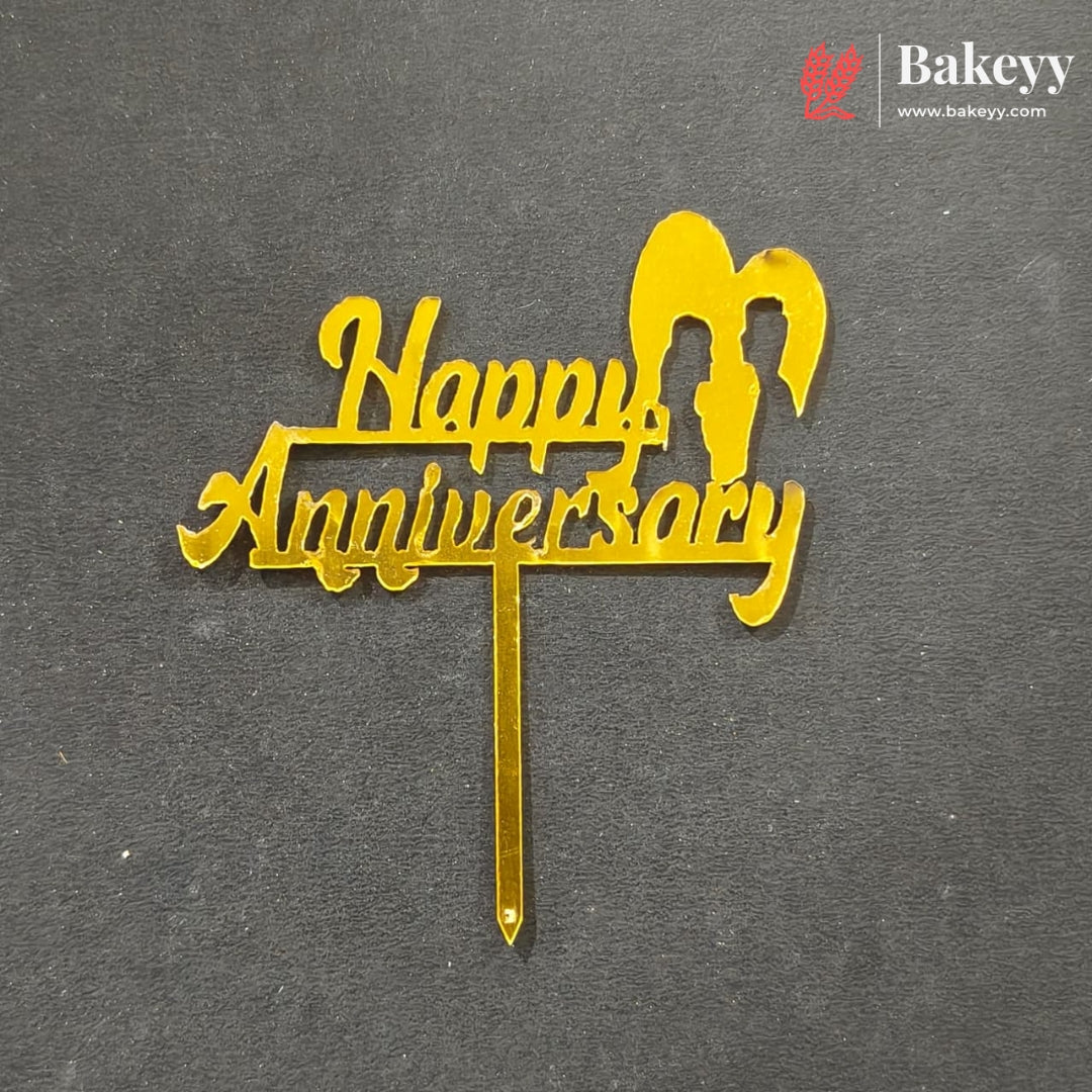 3 Inch Happy Anniversary Acrylic Cake Topper | Multiple Designs | Pack of 10