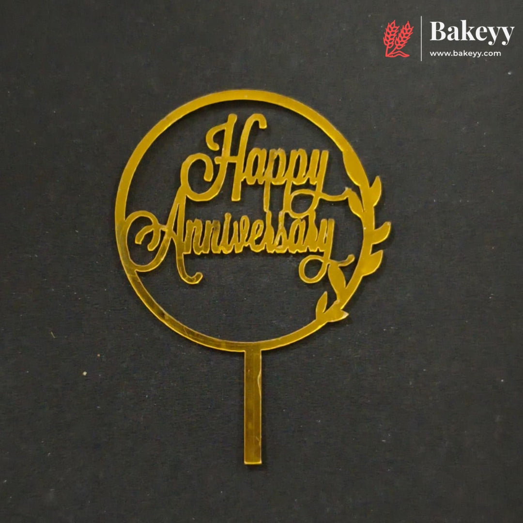 3 Inch Happy Anniversary Acrylic Cake Topper | Multiple Designs | Pack of 10