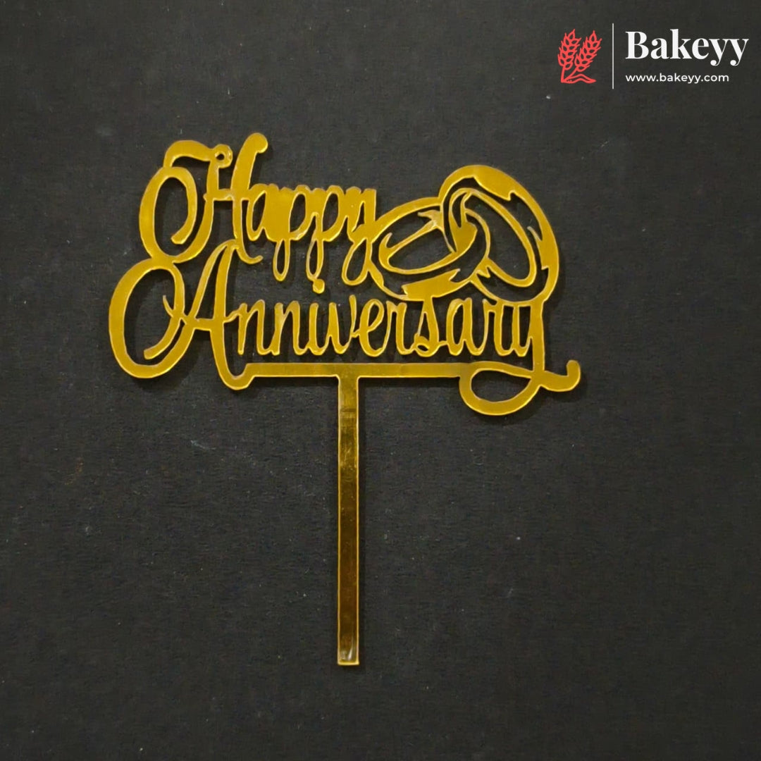 3 Inch Happy Anniversary Acrylic Cake Topper | Multiple Designs | Pack of 10