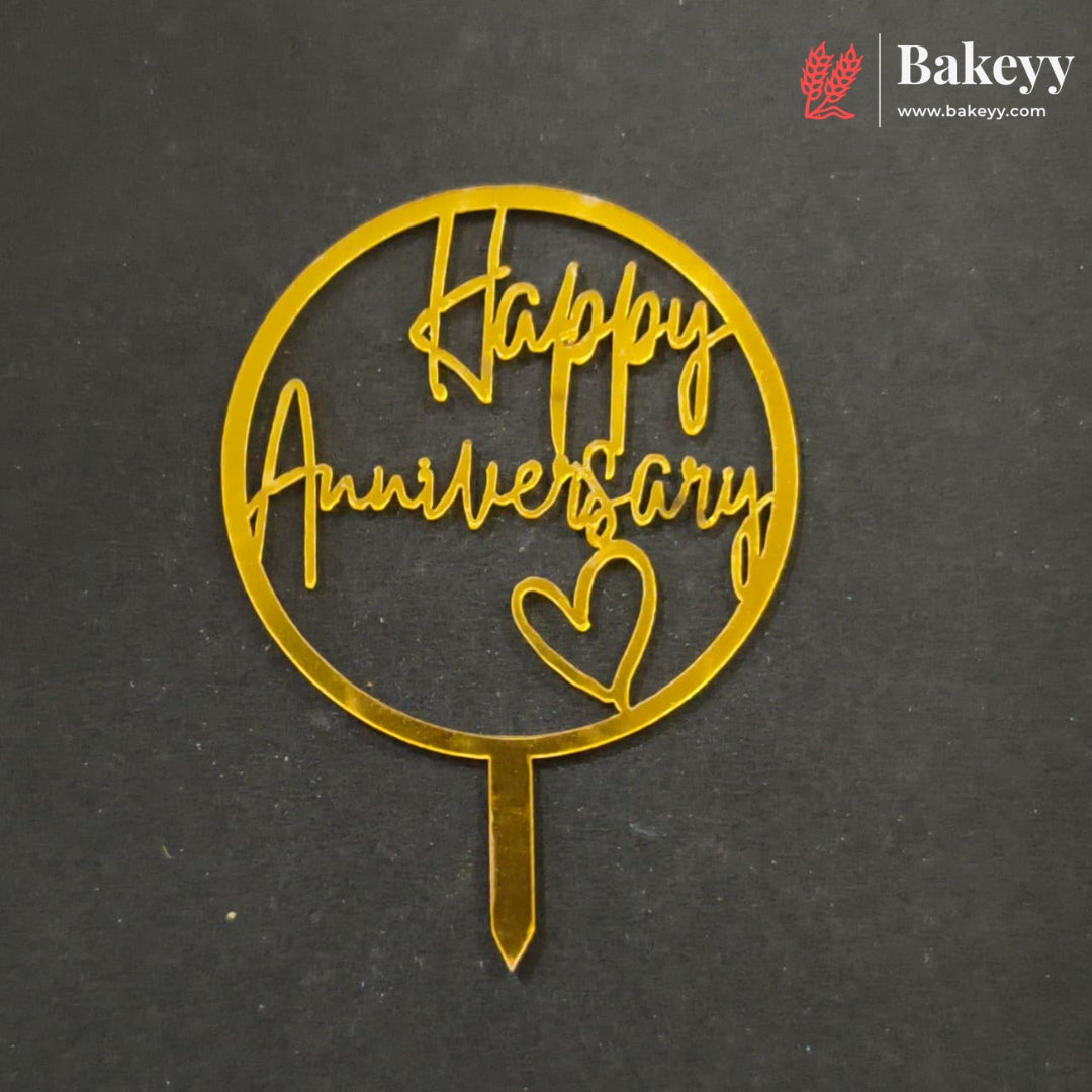 3 Inch Happy Anniversary Acrylic Cake Topper | Multiple Designs | Pack of 10