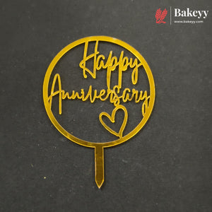 3 Inch Happy Anniversary Acrylic Cake Topper | Multiple Designs | Pack of 10