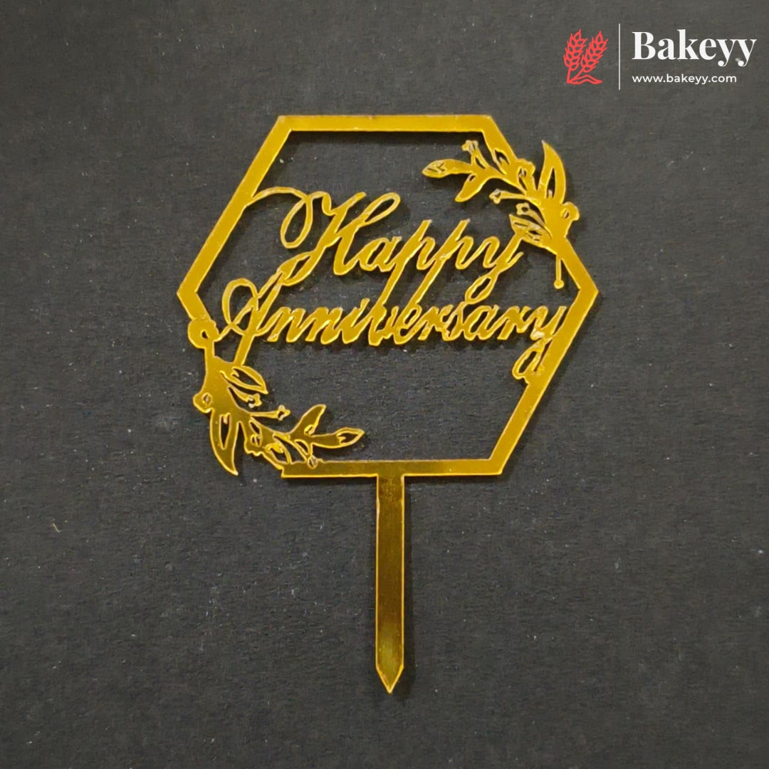3 Inch Happy Anniversary Acrylic Cake Topper | Multiple Designs | Pack of 10