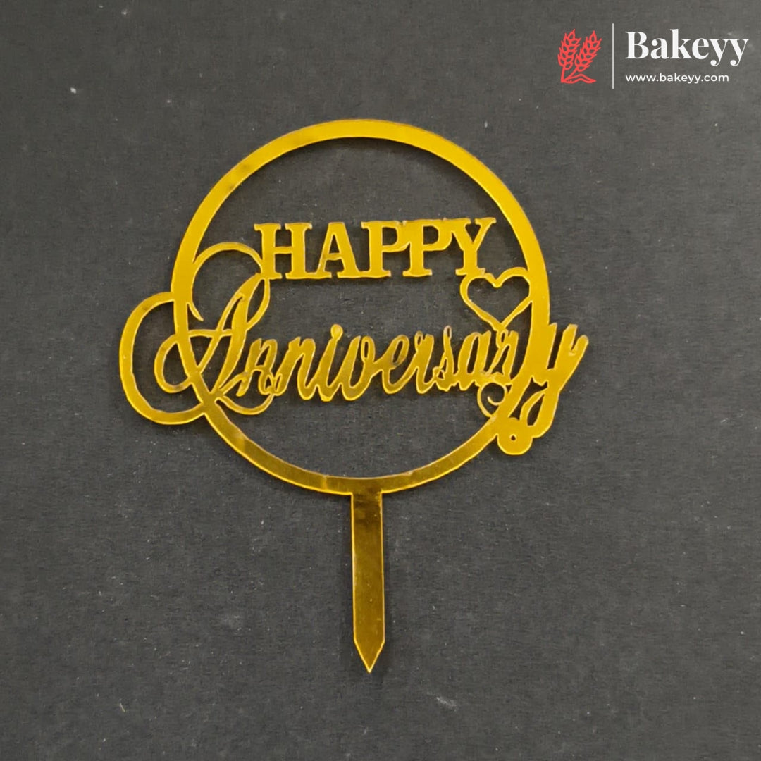 3 Inch Happy Anniversary Acrylic Cake Topper | Multiple Designs | Pack of 10