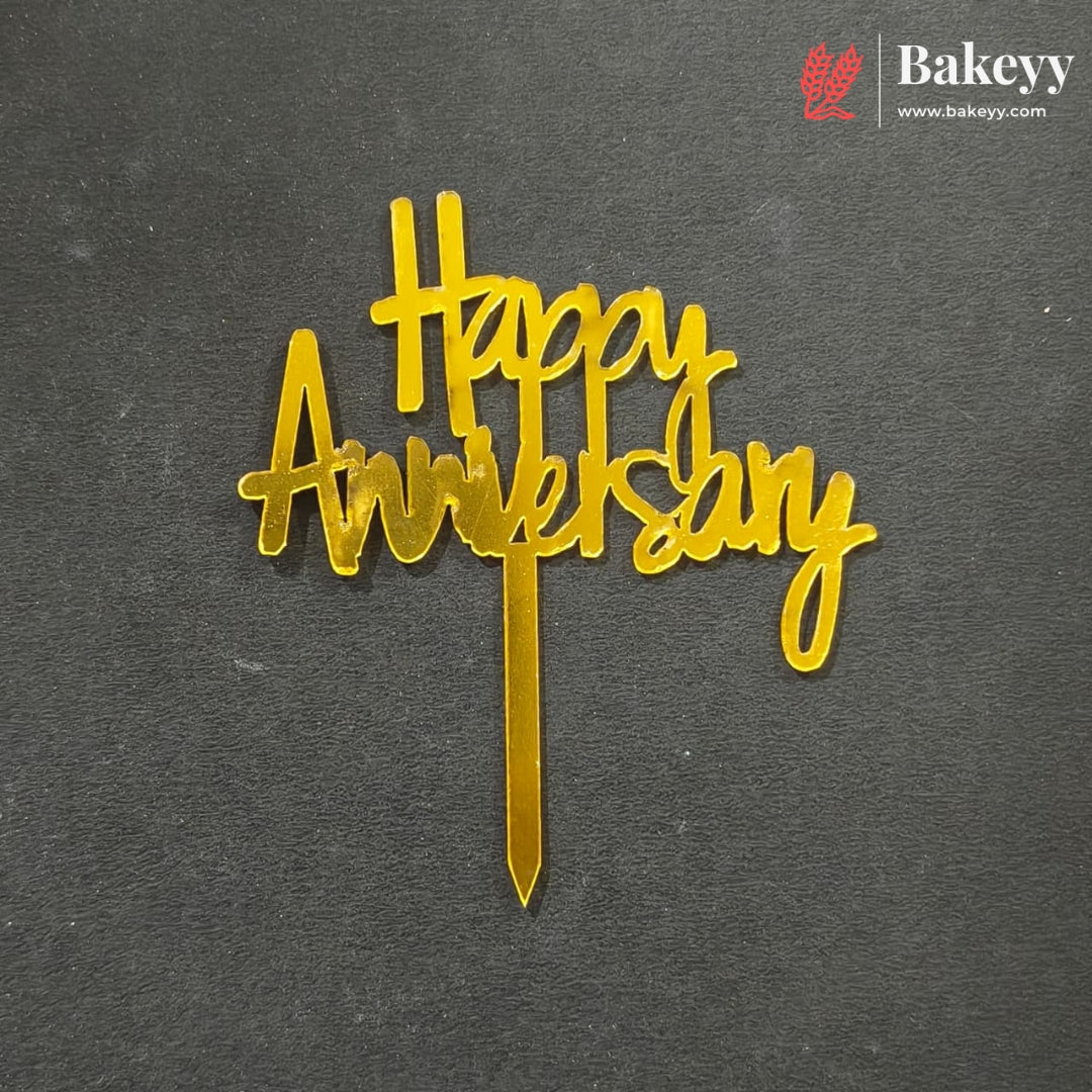 3 Inch Happy Anniversary Acrylic Cake Topper | Multiple Designs | Pack of 10