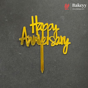 3 Inch Happy Anniversary Acrylic Cake Topper | Multiple Designs | Pack of 10