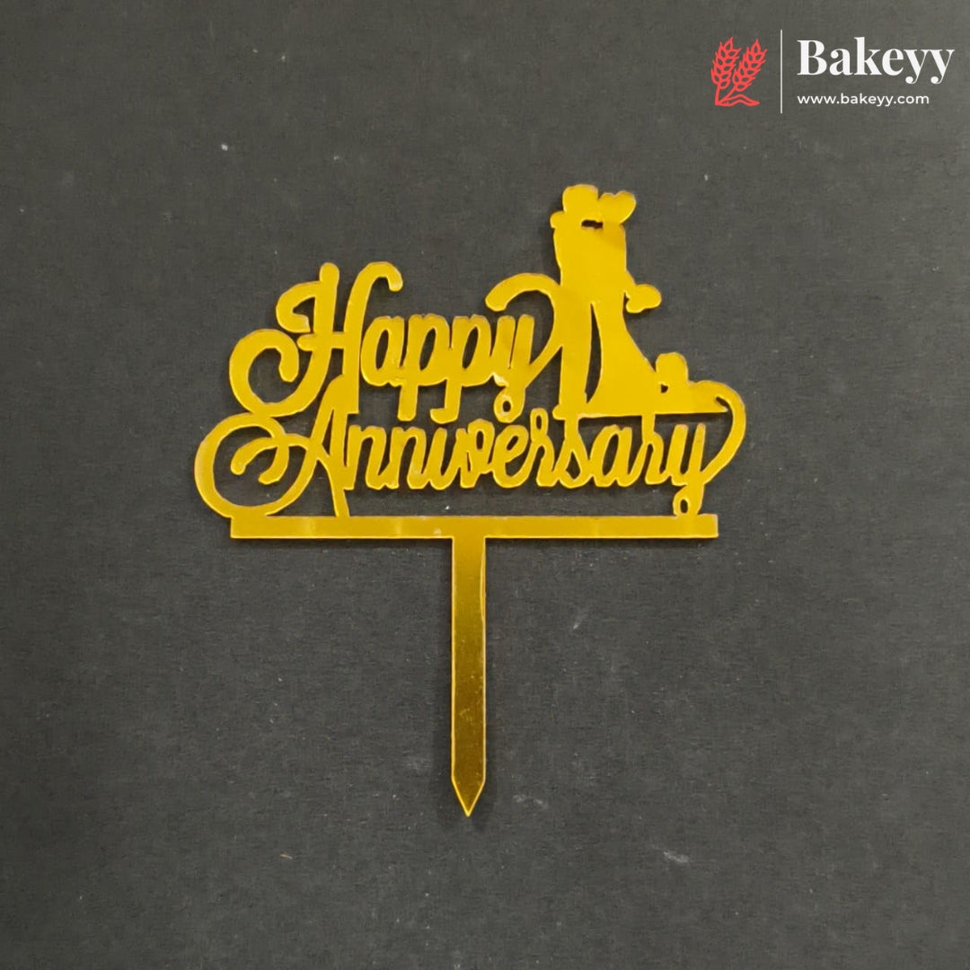 3 Inch Happy Anniversary Acrylic Cake Topper | Multiple Designs | Pack of 10