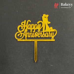 3 Inch Happy Anniversary Acrylic Cake Topper | Multiple Designs | Pack of 10