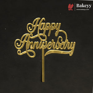 3 Inch Happy Anniversary Acrylic Cake Topper | Mixed Designs | Pack of 10